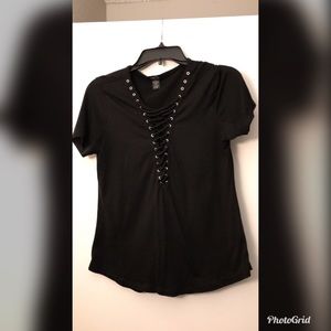 Black String Tie Top